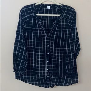 Old Navy Black and White Quarter Sleeve Blouse